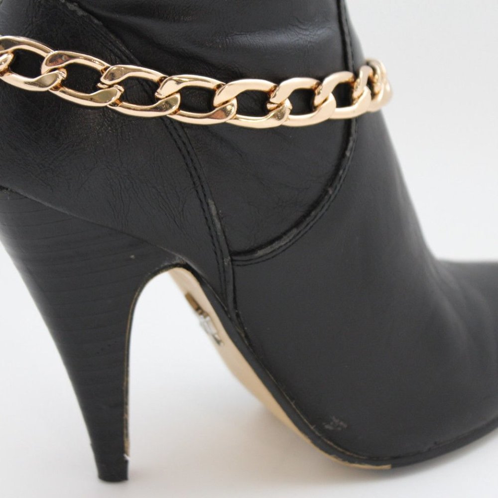 Women Gold Metal Chain Links Boot Chain Bracelet Shoe Charm Anklet Classic